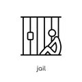 Jail icon. Trendy modern flat linear vector Jail icon on white b Royalty Free Stock Photo