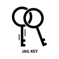 jail key icon, black vector sign with editable strokes, concept illustration Royalty Free Stock Photo