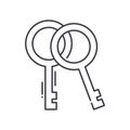 Jail key icon, linear isolated illustration, thin line vector, web design sign, outline concept symbol with editable Royalty Free Stock Photo