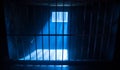 Jail or prison cell. Old grunge prison miniature. Dark prison interior creative decoration. Empty cell. Selective focus Obsolete Royalty Free Stock Photo