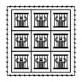 Jail symbol. Prisoner in prison. Perpetrator and bars on windows