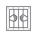 Jail vector line icon, sign, illustration on background, editable strokes Royalty Free Stock Photo