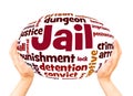 Jail word cloud hand sphere concept Royalty Free Stock Photo