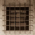 Jailhouse window with iron grille