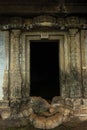 Jain Cave Temple carved entrance at foothills of Tringalwadi fort, Nashik, Maharashtra