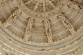 Jain Temple of Ranakpur, main domed ceiling in carved marble with bas-relief of Surasundari and the god Ganesh Rajasthan