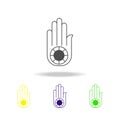 Jainism Ahimsa Hand sign multicolored icon. Detailed Jainism Ahimsa Hand icon can be used for web, logo, mobile app, UI, UX