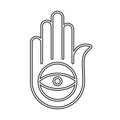 Jainism linear icon. Religious symbol of Jainism. Vector Ahimsa icon