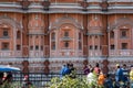 JAIPUR, INDIA - JANUARY 10, 2018: Hawa Mahal is a palace in Jaipur, India. It is constructed of red and pink sandstone. Royalty Free Stock Photo