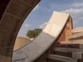 JAIPUR, INDIA - MARCH 21, 2019: close up of part of a sundial used for tracking the movement of the sun at jantar mantar