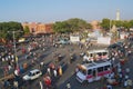 View to the busy street of the city during evening rush hour in Jaipur, India. Royalty Free Stock Photo