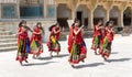 Jaipur, India March 27 2023 Young dancing girls in traditional clothes dance