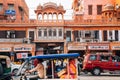 Old market street and traffic jam road in Jaipur, India Royalty Free Stock Photo