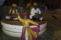 Jaipur, India - October 21, 2012: A group of artist musician and dancer performing folk dance of Rajasthan state Royalty Free Stock Photo