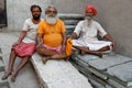 Portrait of three Sadhus in a Jaipur Ashram Royalty Free Stock Photo