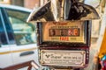 Jaipur, India - September 20, 2017: Old and rusty auto rikshaw not working meter