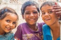 Jaipur, India - September 20, 2017: Portrait of beautiful group of children, smiling and playing in the street in Jaipur