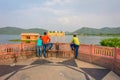 JAIPUR, INDIA - SEPTEMBER 19, 2017: Unidentified people enyoying the view in Maota Lake in Amber Fort in Jaipur