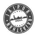 Jaipur India Stamp Skyline vector. Seal Rajasthan Indian Province. Illustration Grunge Style.