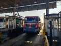 Truck with a FASTag standing on a toll booth