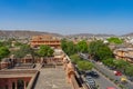 Jaipur, Rajasthan, India - April 24 2018 : Aerial view of Jaipur cityscape from the Hawa Mahal ` Palace of the winds ` and Jaigarh