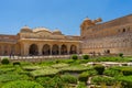 Jaipur, Rajasthan, India - April 23, 2018 : Beautiful view of Amber Sheesh Mahal Garden in Amber Fort Royalty Free Stock Photo