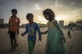 Portrait of young poor children in India Royalty Free Stock Photo