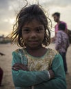 Portrait of young poor girl in India Royalty Free Stock Photo