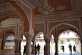 Jaipur, Rajasthan, India: Pretty interiors of City Palace in Jaipur India, tourists enjoying the architecture of the palace Royalty Free Stock Photo