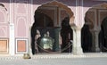 JAIPUR, RAJASTHAN Ã¢â¬â JANUARY 29, 2014: A huge jar of silver, where the water of the Ganges River was stored in the travels