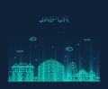 Jaipur skyline trendy vector illustration linear