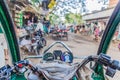 JAIPURHAT, BANGLADESH - NOVEMBER 6, 2016: View from an electric rickshaw in Jaipurhat, Banglade