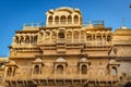 Heritage building made of yellow limestone at Jaisalmer Fort at Rajasthan, India
