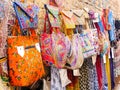 Beautiful bags for sale at the street shop Royalty Free Stock Photo