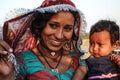 Jaisalmer, India - Dec 31, 2019: Rajasthani gypsy woman in traditional attire