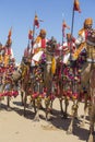 Indian man wearing traditional dress participate in mister desert contest of festival in Jaisalmer, Rajasthan, India Royalty Free Stock Photo