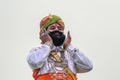 Indian man with beard and mustache wearing traditional clothes in Desert Festival in Jaisalmer. Rajasthan. India Royalty Free Stock Photo