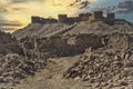 Jaisalmer, Kuldhara abandoned village and fort in Thar Desert, walls of ruined house