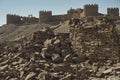 Jaisalmer, Kuldhara abandoned village and fort in Thar Desert, walls of ruined house
