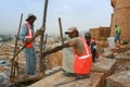 16.10.2012 - Jaisalmer. Rajasthan, India. The builders working on the construction of the fort.