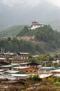 Jakar Dzong on mountain overlooking town Royalty Free Stock Photo