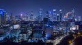 Jakarta city with glowing light skyscrapers