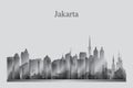 Jakarta city skyline silhouette in grayscale