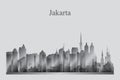 Jakarta city skyline silhouette in grayscale Royalty Free Stock Photo