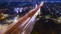 Jakarta cityscape with glowing light on freeways