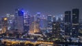 Jakarta cityscape with modern buildings at night