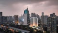 Jakarta downtown buildings at sunset. Bekasi, Indonesia November 24 2023