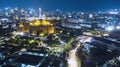 Jakarta downtown with glowing skyscrapers at night