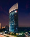 Jakarta, 28 February 2019 : The City Tower Office Building at night with Bank ICBC Indonesia