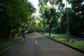 Jakarta February 2021 Straight street and morning sports activities